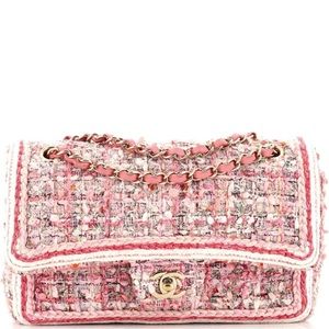 Classic Double Flap Bag Braided Quilted Tweed small